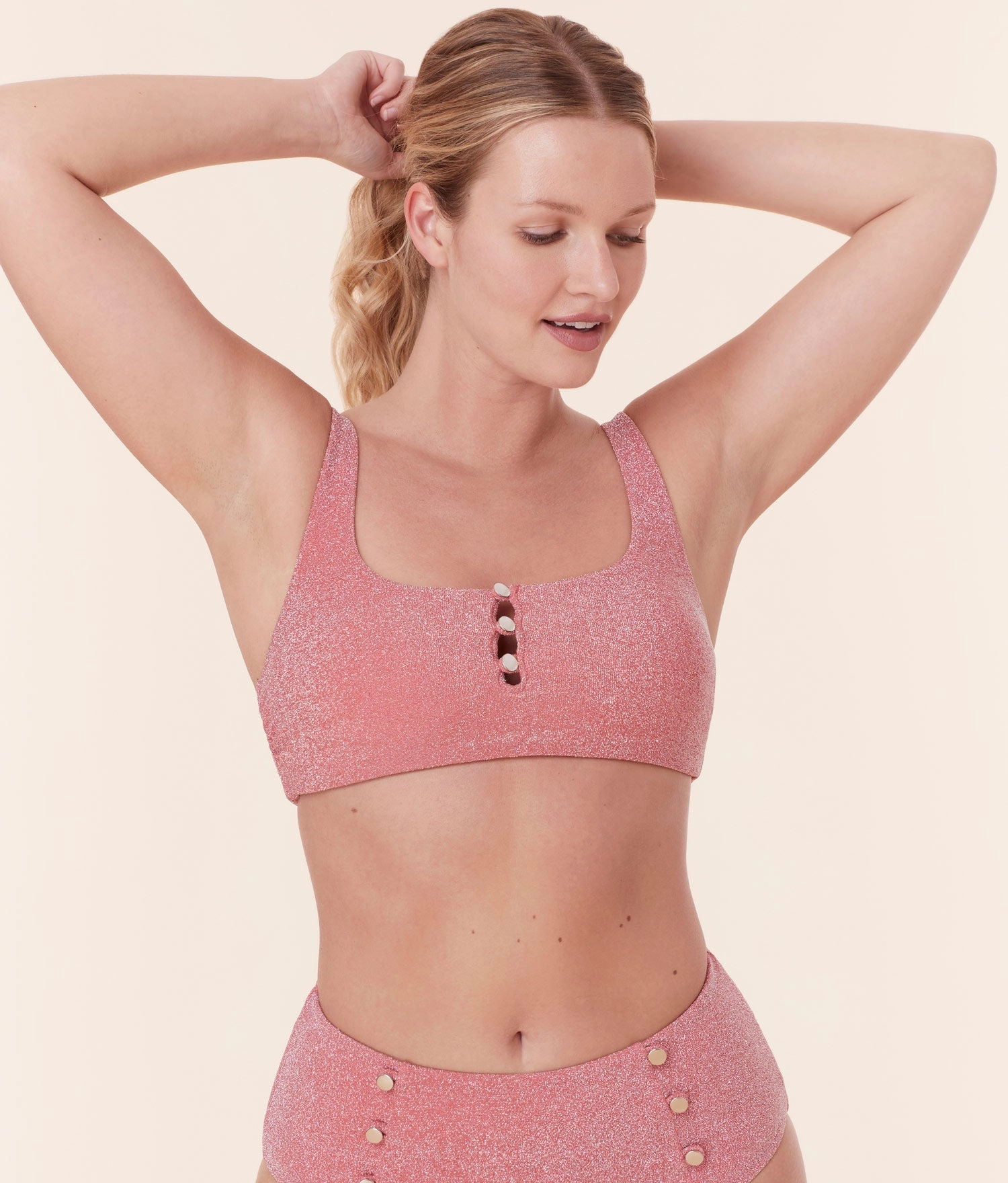 The Lipari Bikini Top - Glitter - Shell classic swimwear for women, everyday swimwear ladies