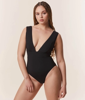 The Mykonos One Piece - Flat - Black - Long Torso classic swimwear for women, everyday swimwear ladies
