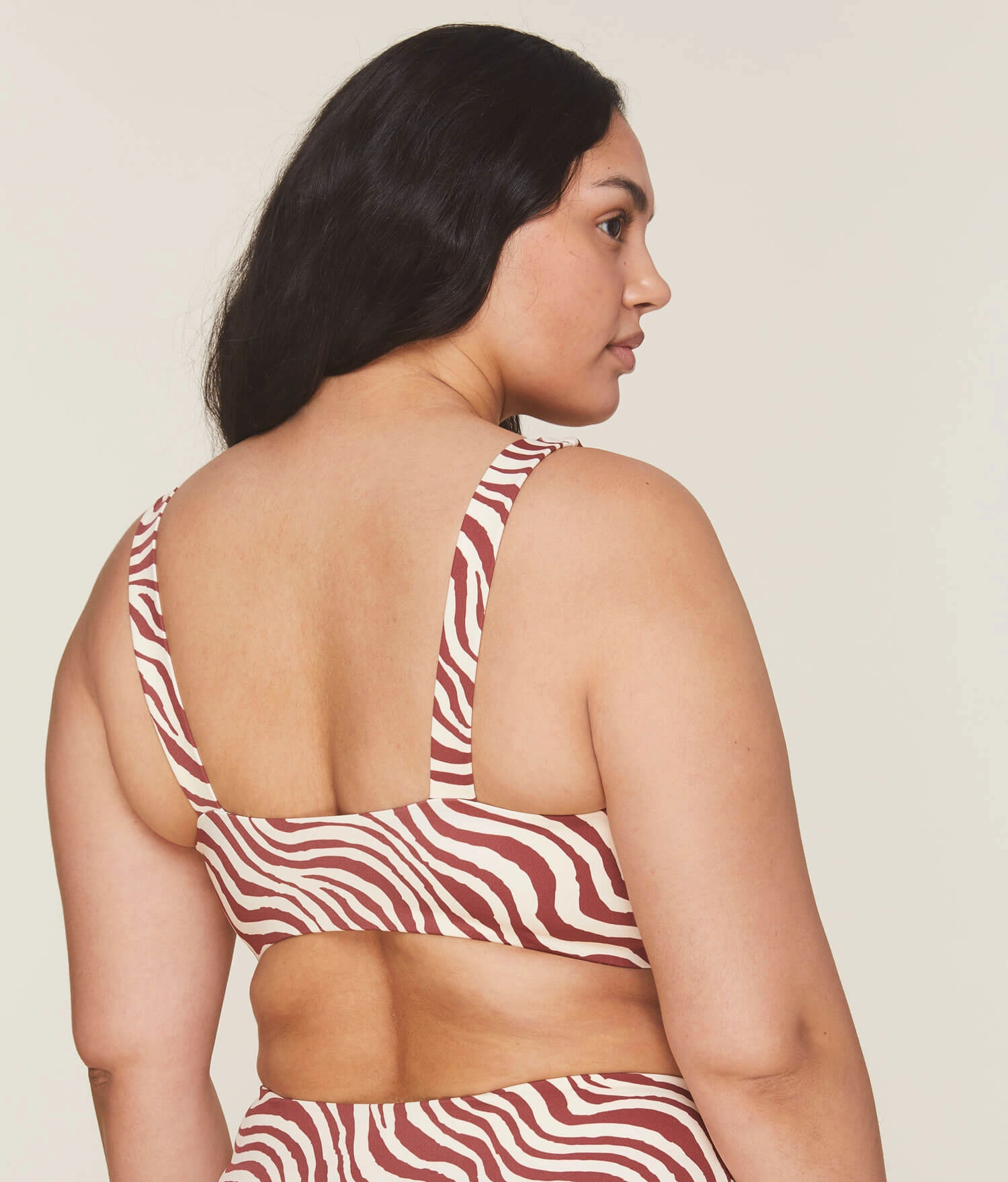 The Portofino Bikini Top - Eco Nylon - Bias Stripe Truffle (Archive)