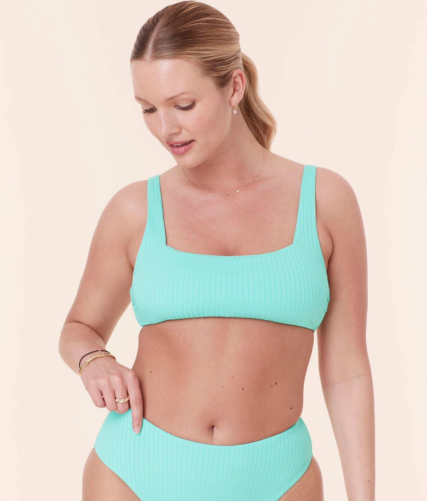 The Rye Bikini Top - Wide Rib - Opal classic swimwear for women, everyday swimwear ladies