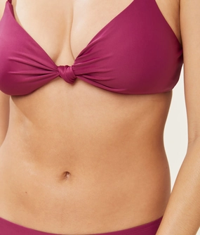 The Santorini Bikini Top - Glossy Eco Nylon - Plum (Archive) classic swimwear for women, everyday swimwear ladies