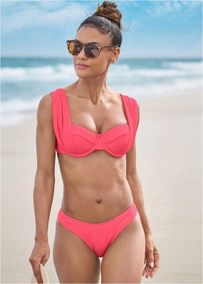 The Uplift Marilyn Top - Sunset Pink supportive swim tops, printed bikini tops