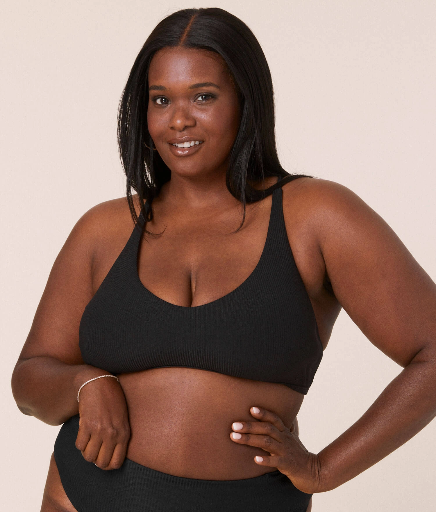 The Valencia Bikini Top - Ribbed - Black