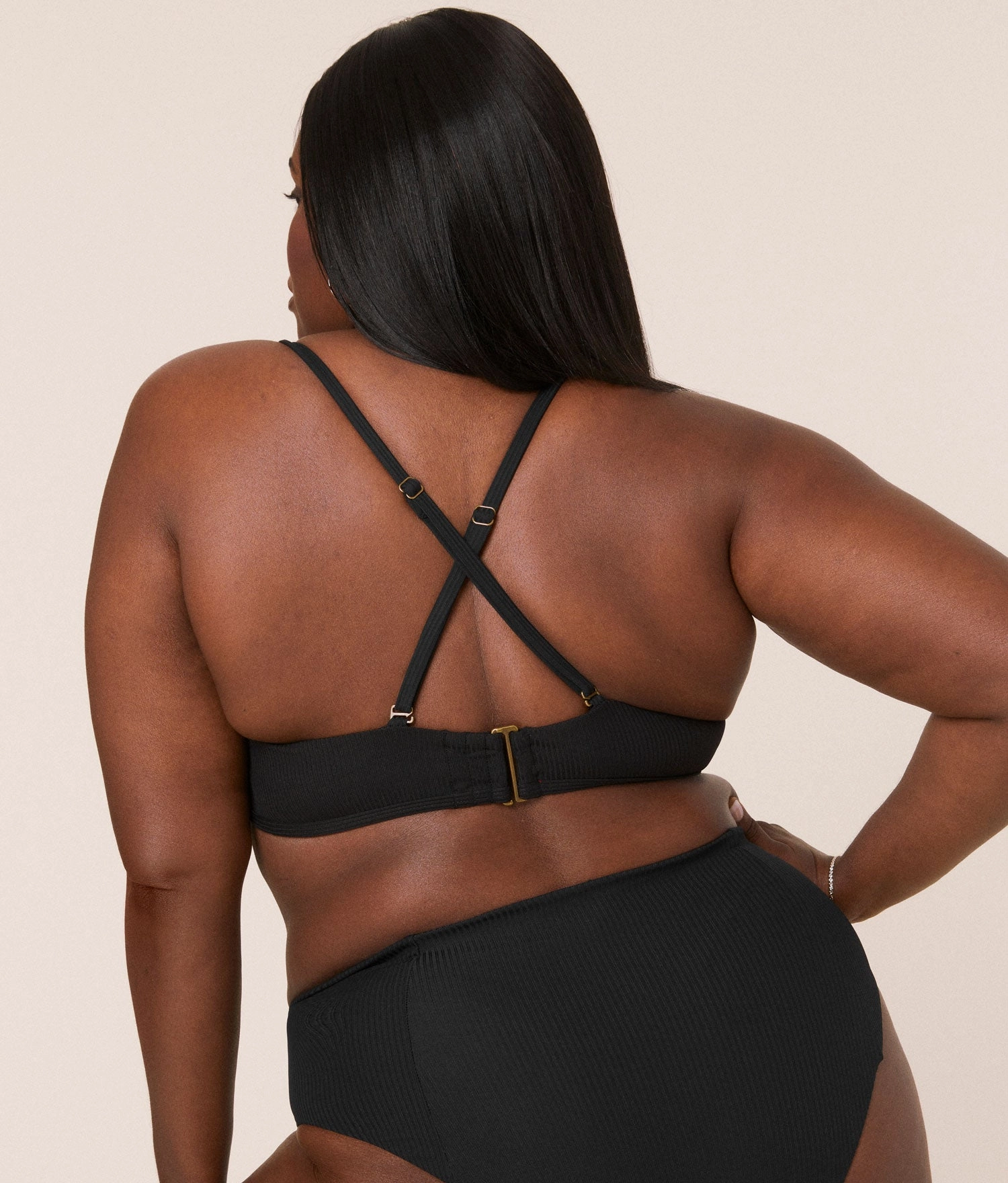 The Valencia Bikini Top - Ribbed - Black
