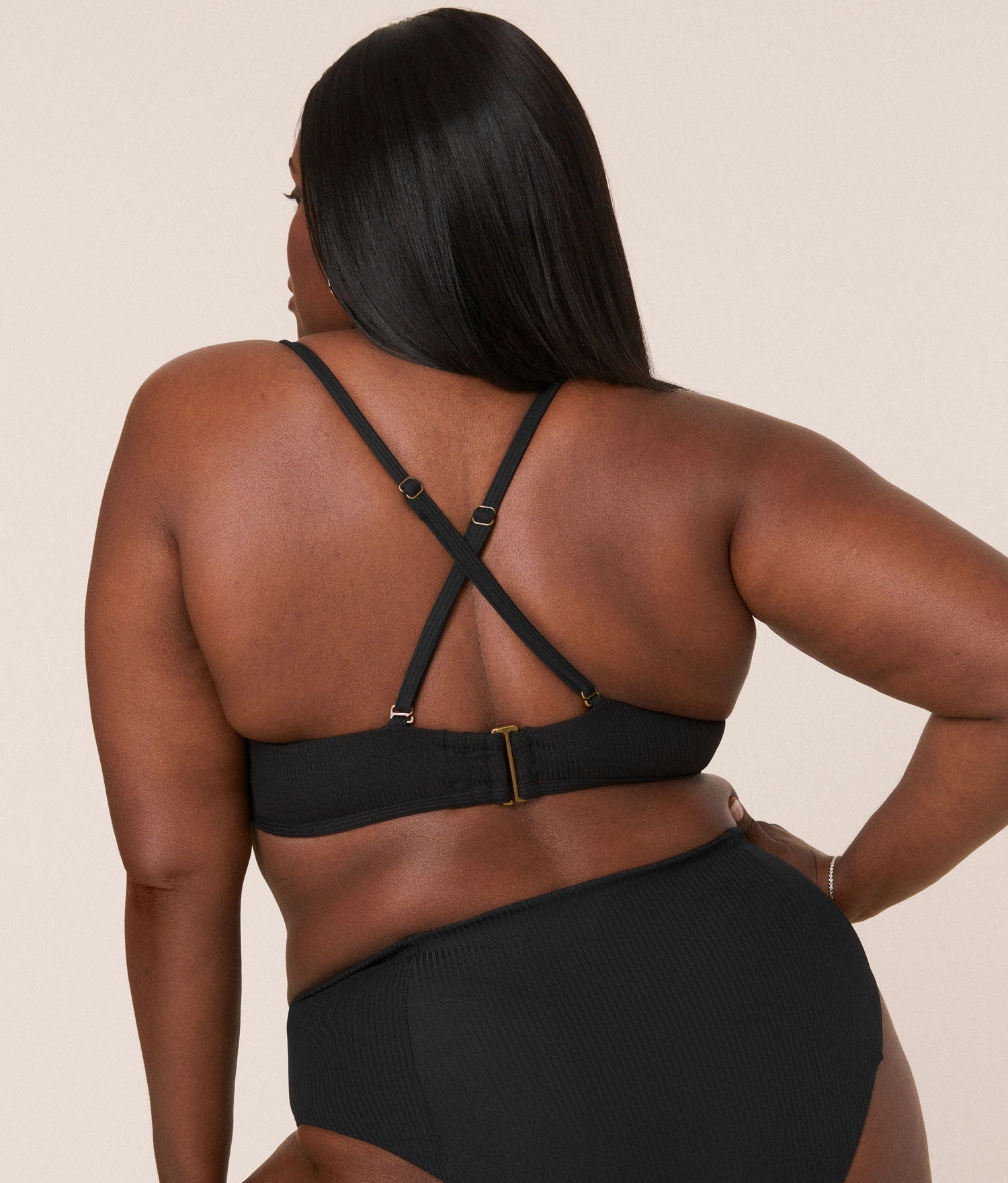 The Valencia Bikini Top - Ribbed - Black