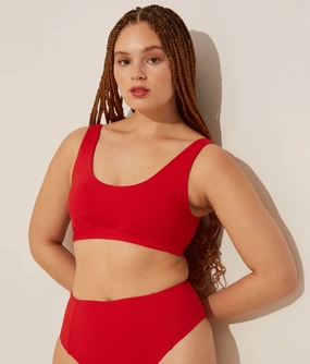 The Ventura Bikini Top - Flat - Cherry Red classic swimwear for women, everyday swimwear ladies