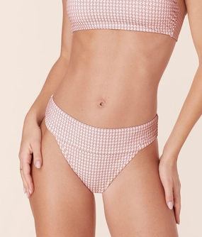 The Wide Band Cheeky Bikini Bottom - Houndstooth - Koi classic swimwear for women, everyday swimwear ladies