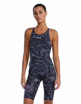 Thresher Hyperblitz Open Back Kneeskin Limited Edition- Titanium Black tyr competition swimwear, tyr swimsuits for athletes