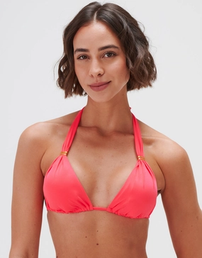 Timeless Halter Bikini Top - Bright Coral full coverage swim tops, cute bikini tops