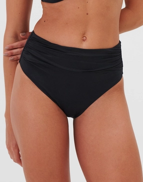 Timeless Ruched High Waist Bikini Pant - Jet adjustable swim bottoms women, flattering bikini bottoms