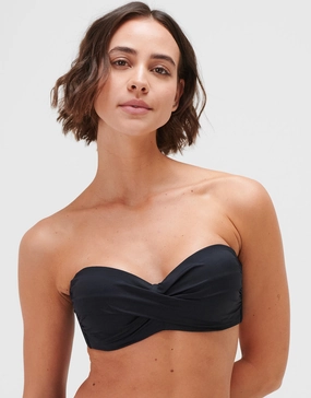 Timeless Twist Bandeau Bikini Top - Jet full coverage swim tops, cute bikini tops
