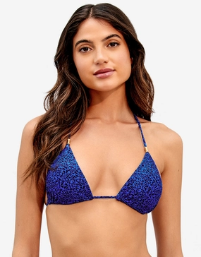 Tita Blue Shaye T-Back Bikini Top - Blue full coverage swim tops, cute bikini tops
