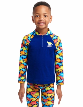 Toddler Boys Swimmasaurus Zippy Rash Vest  - Blue/Multi funky trunks swim shorts, mens funky trunks swimwear