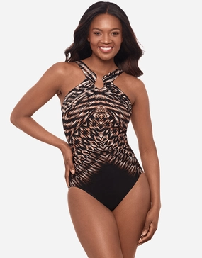 Topkapi Aphrodite Swimsuit - Black Multi womens resort swimwear, flattering one-piece swimsuits