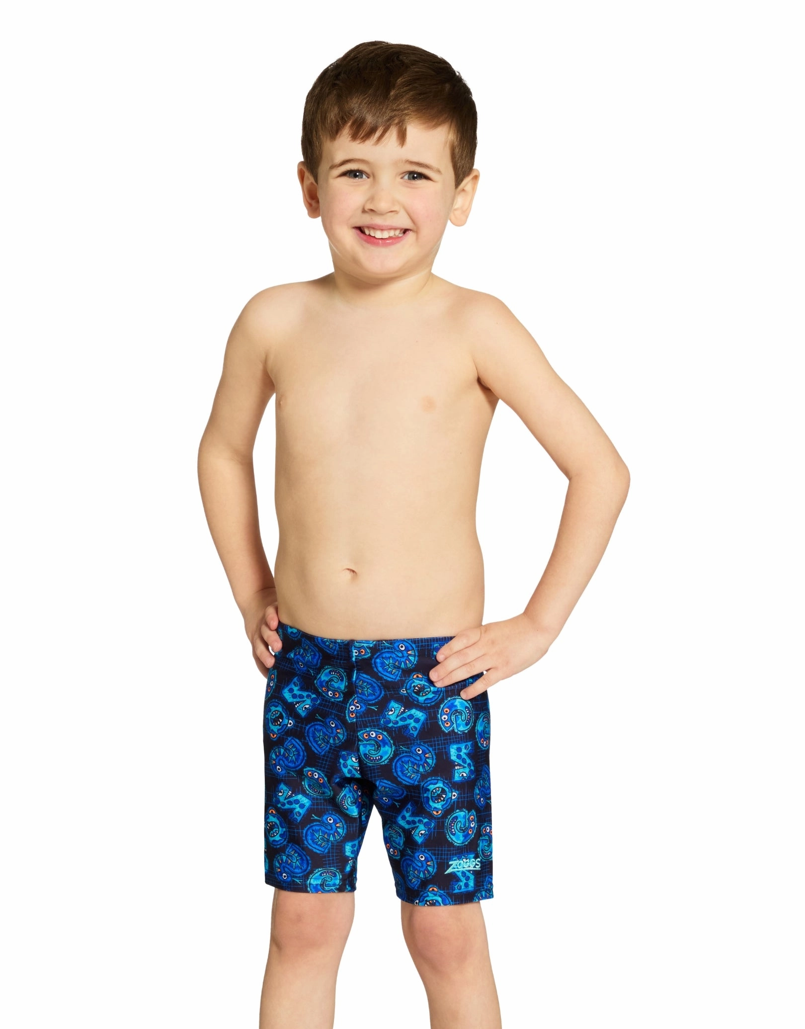 Tots Boys Fontopia Mid Swim Jammer - Blue baby swimwear sets, toddler swimwear with sun protection