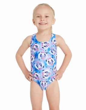 Tots Girls Party Panda Actionback Swimsuit - Blue zoggs swimwear for women, zoggs goggles and swimsuits
