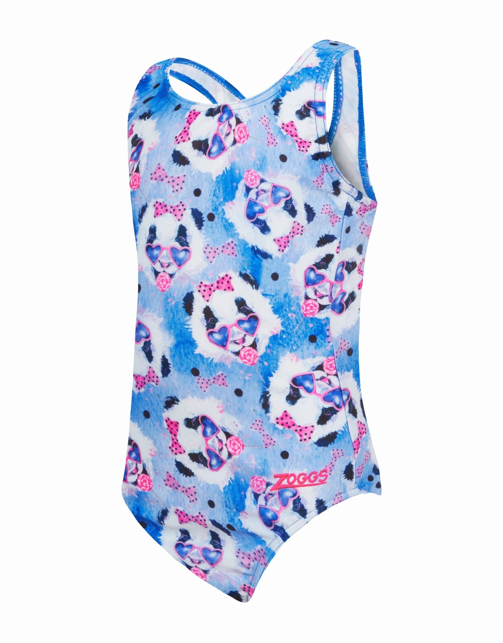 Tots Girls Party Panda Actionback Swimsuit - Blue