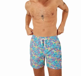 Tropical Bunches Swim Trunk In Blue Fruit mens beach swimwear, quick dry mens swimsuits