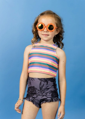 Tropical Night | Mini All Ruffled Up Bottoms toddler girl swimwear, summer swimwear for girls