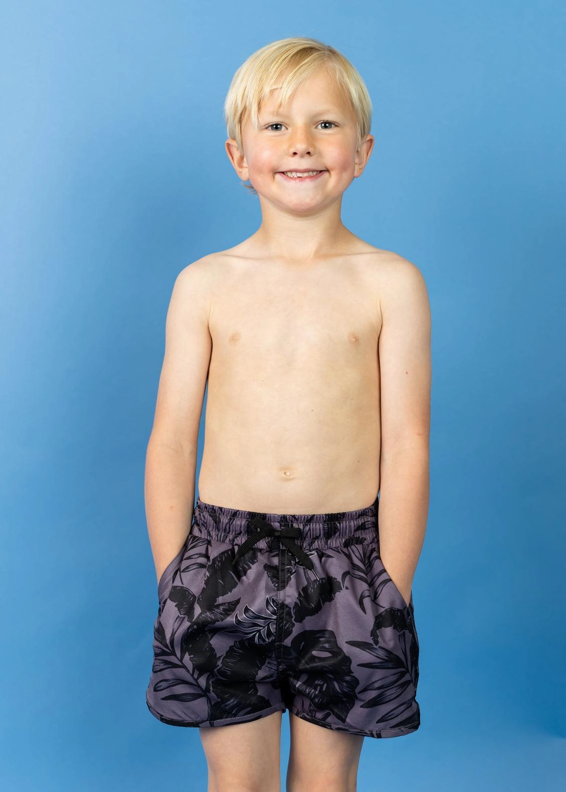 Tropical Night | Mini Retro Shorties boys summer swimwear, boys rash guard swim sets