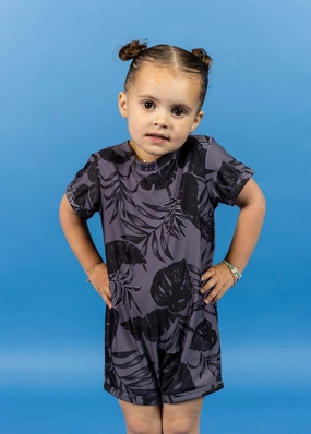 Tropical Night | Mini Shorties Rashguard (Unisex) boys summer swimwear, boys rash guard swim sets