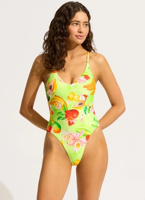 Tropique V Neck One Piece - Aloe Gel affordable swimwear for women, chic swimsuits for women