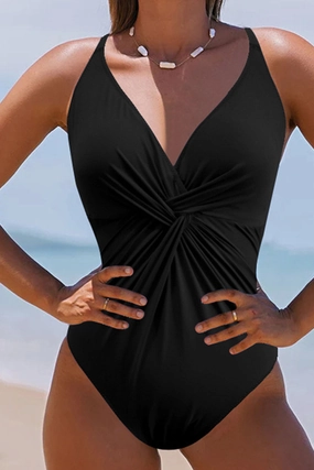 Twisted Crisscross V-Neck One-Piece Swimwear durable swimwear women, travel-ready swimsuits for women