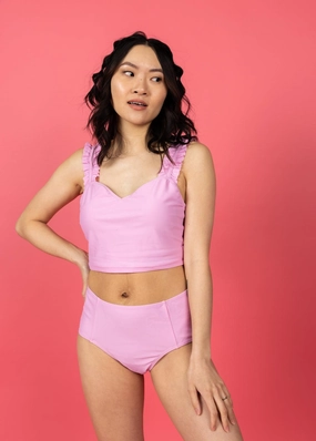 Ultimate Pink | Mid-Rise Bottoms elastic waistband swim bottoms, mix-and-match bikini bottoms