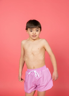 Ultimate Pink | Mini Retro Shorties boys summer swimwear, boys rash guard swim sets