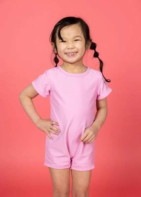 Ultimate Pink | Mini Shorties Rashguard (Unisex) boys summer swimwear, boys rash guard swim sets