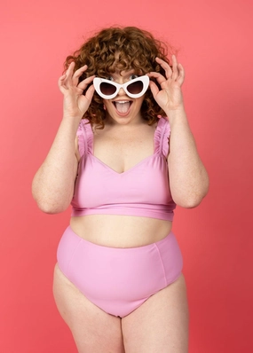 Ultimate Pink | Up High Bottoms elastic waistband swim bottoms, mix-and-match bikini bottoms