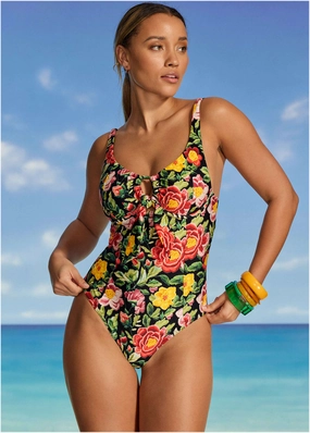 Underwire One-Piece - Havana Garden classic one piece swimwear, stylish single piece swimsuits