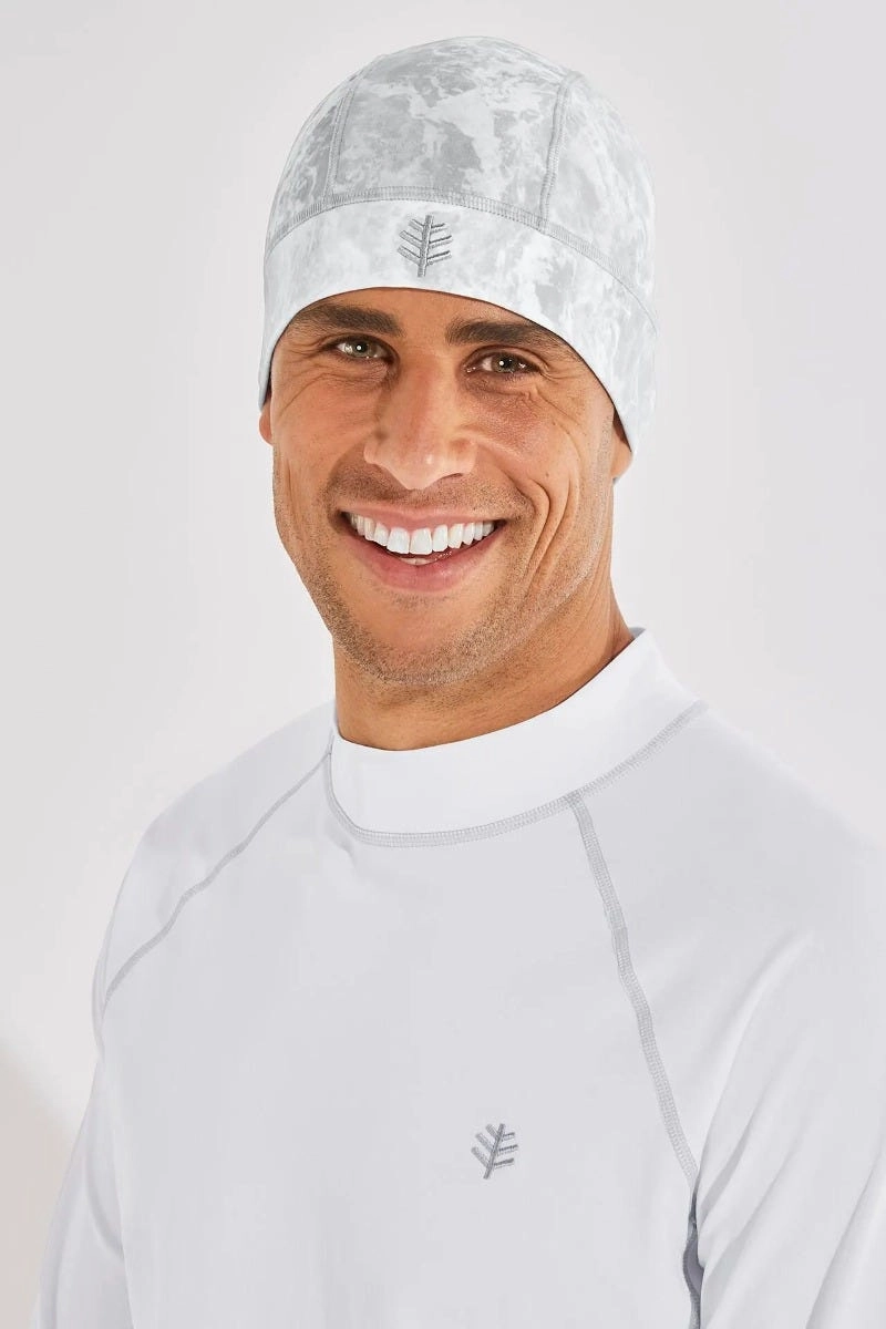 Unisex Aqua Sun Skully Cap | Grey Water Print men's full coverage swimwear, casual swimwear for men