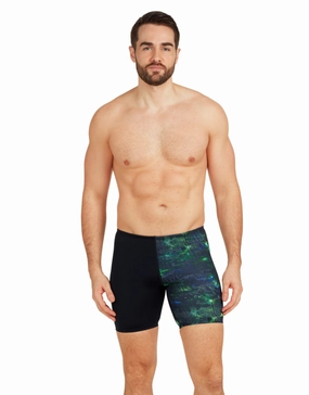 Urban Galaxy Print Mid Jammer - Black/Green zoggs swimwear for women, zoggs goggles and swimsuits