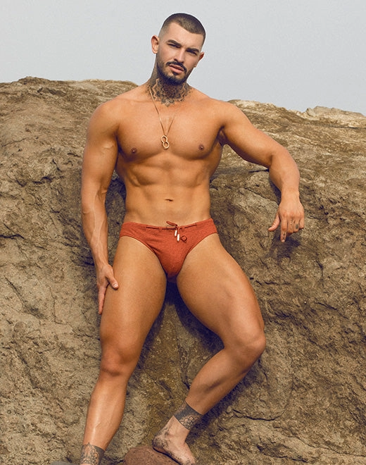 V30 Textured Swim Brief - Signet Carmine