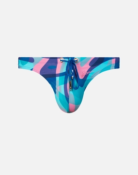V80 Print Swim Thong - Kai Blue mens swim briefs, simple swimwear for men