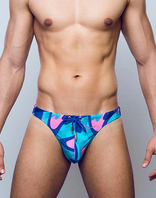 V80 Print Swim Thong - Kai Blue