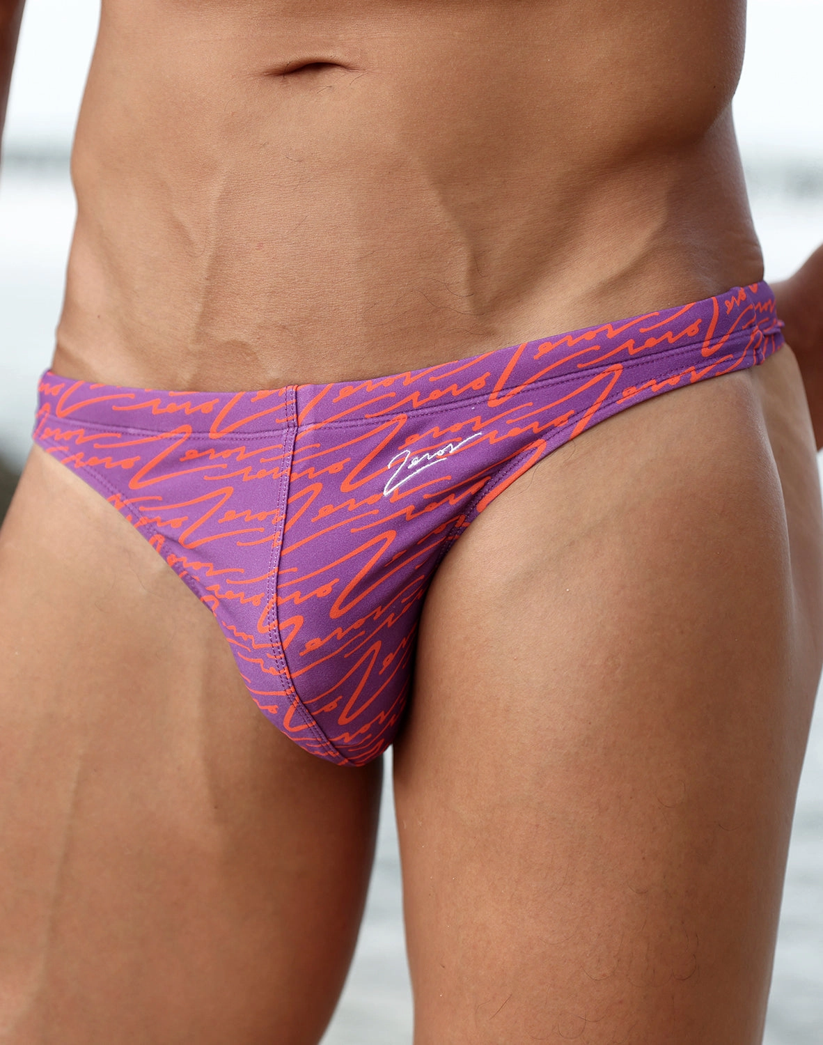 V80 Printed Swim Thong - Signature Purple