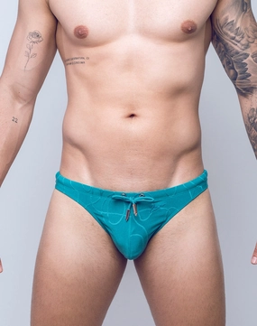 V80 Textured Swim Thong - Ripple Green mens swim briefs, simple swimwear for men
