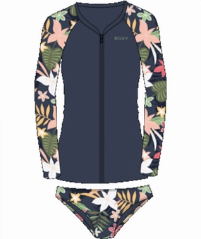 Vacay For Life Long Sleeve Zip Set In Blue cute swimsuits for teen girls, modest teen swimwear
