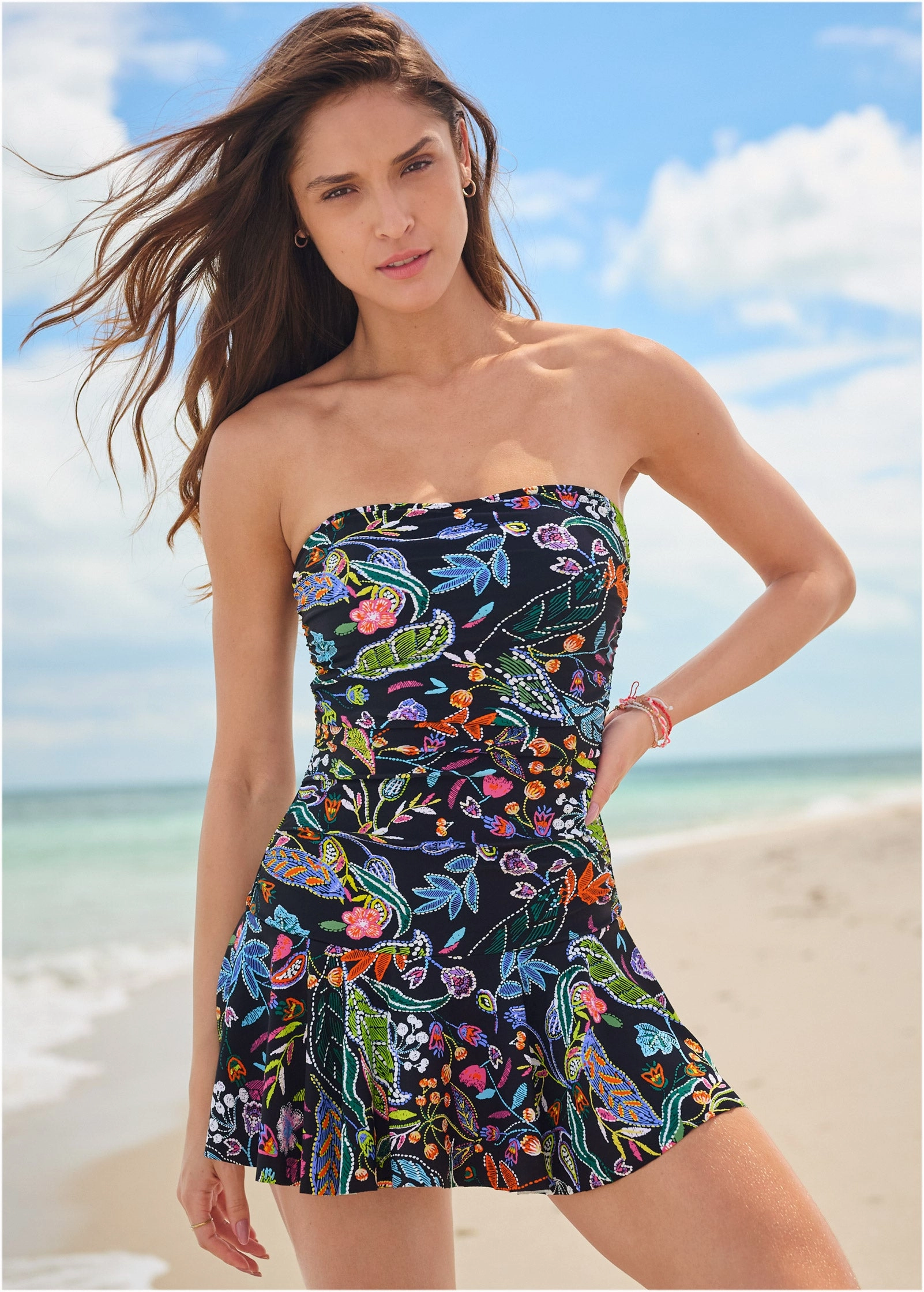 Venice Skirted Swim Dress - Midnight Elegance