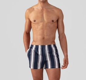 Vertical Swim Shorts In Navy/white/red summer mens swimwear, mens athletic swimwear