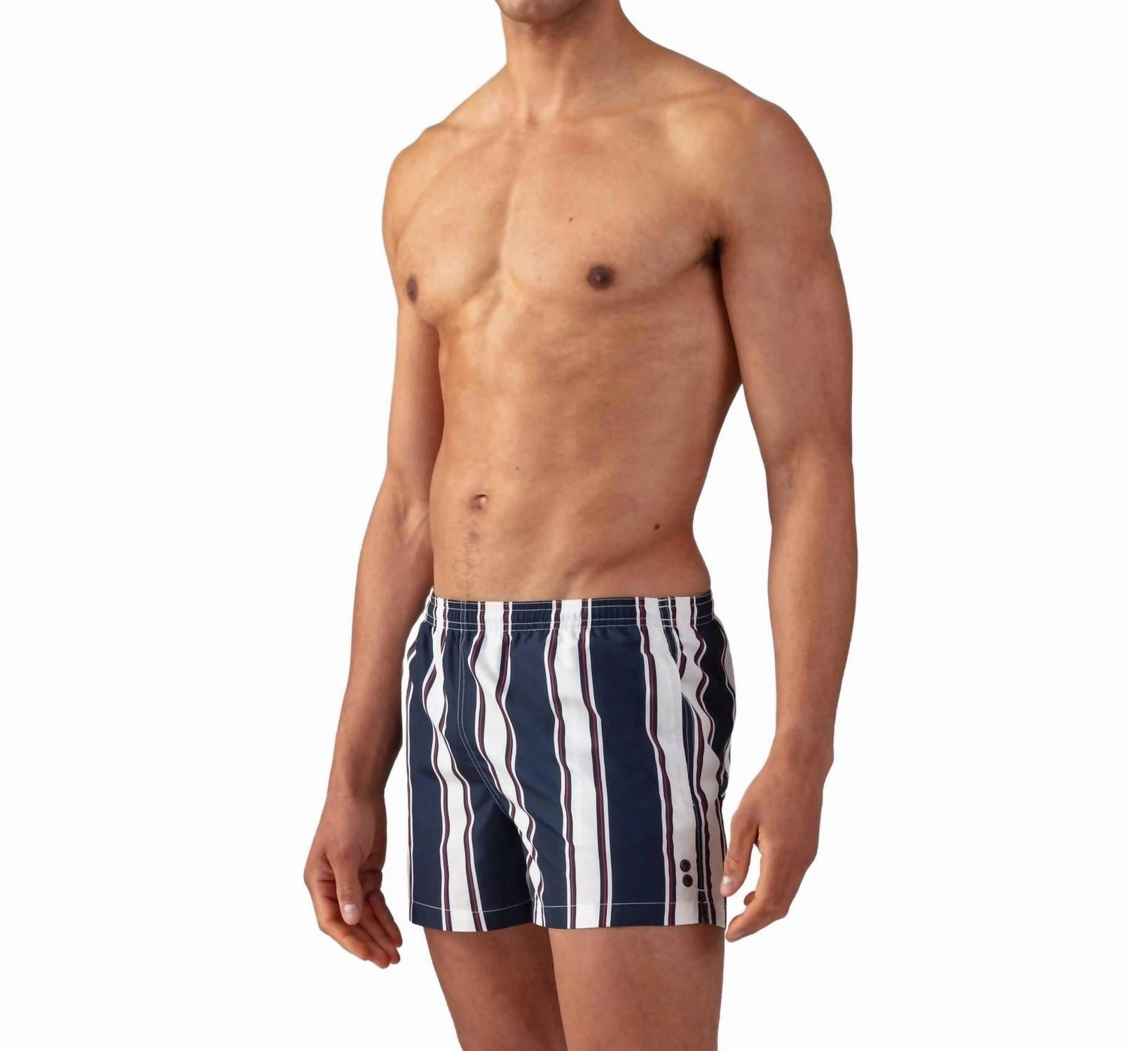 Vertical Swim Shorts In Navy/white/red
