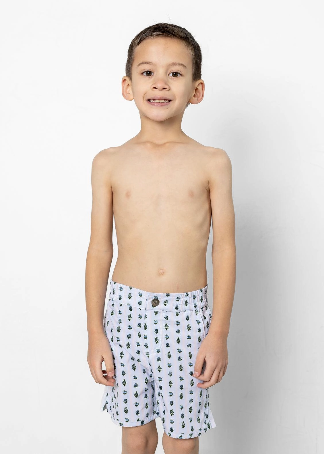 Vintage Blooms | Mini Boardies boys summer swimwear, boys rash guard swim sets