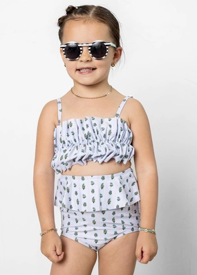 Vintage Blooms | Mini Oversized Ruffle Top toddler girl swimwear, summer swimwear for girls