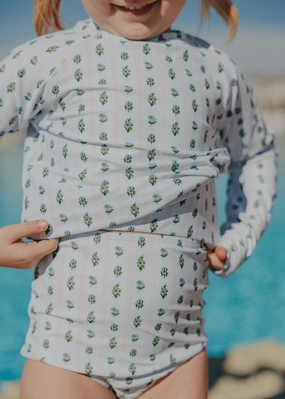 Vintage Blooms | Mini Rashguard Top (Unisex) boys summer swimwear, boys rash guard swim sets