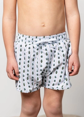 Vintage Blooms | Mini Retro Shorties boys summer swimwear, boys rash guard swim sets