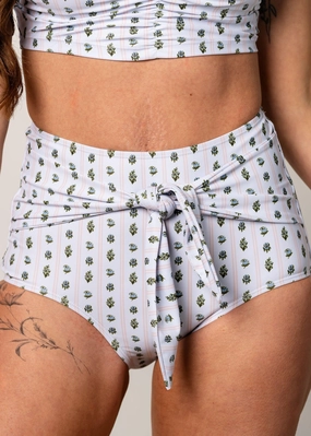 Vintage Blooms | Tie-Up-Front Bottoms elastic waistband swim bottoms, mix-and-match bikini bottoms