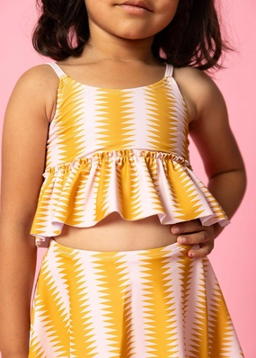 Vintage Triangles | Mini Peplum Top toddler girl swimwear, summer swimwear for girls