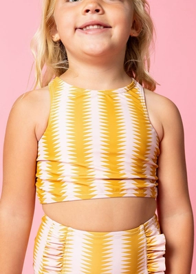 Vintage Triangles | Mini Racer Back Top toddler girl swimwear, summer swimwear for girls